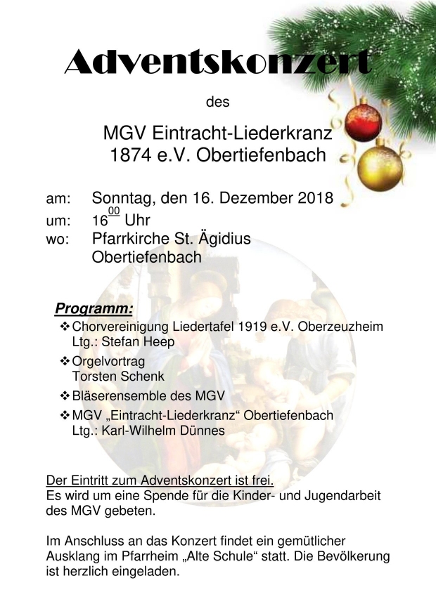Adventskonzert MGV Eintracht Liederkranz 2018