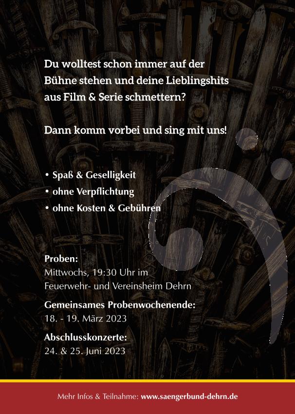 Flyer Filmmusik Sängerbund Dehrn